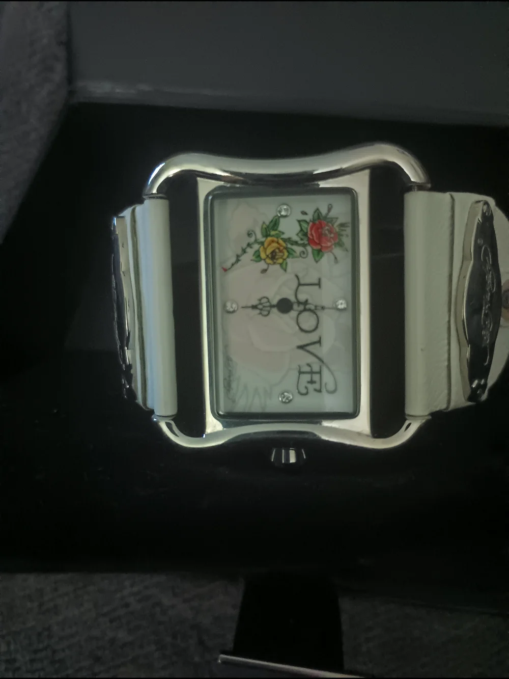 Ed Hardy Love Floral White Strap Fashion Watch